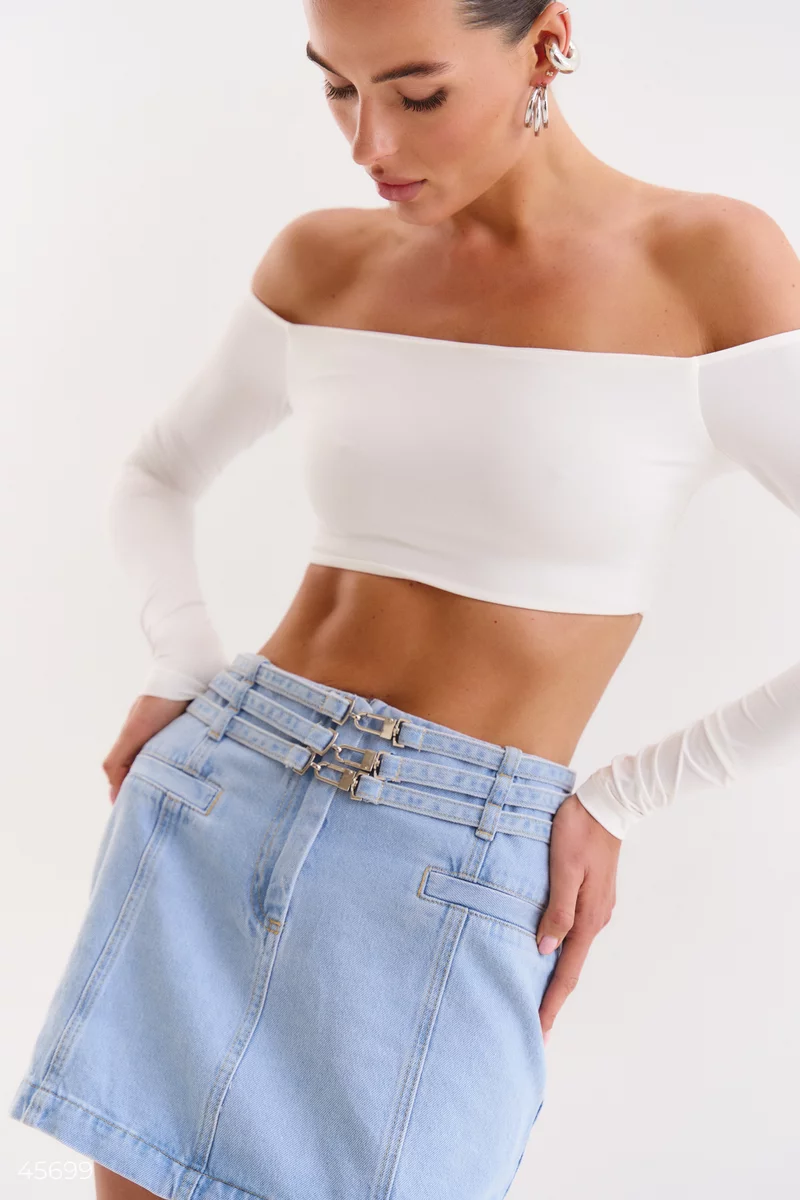 White off-the-shoulder crop top photo 1