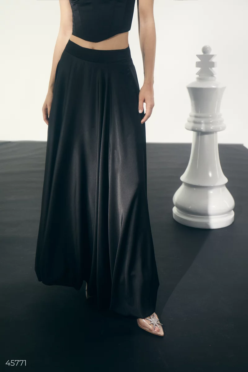 Черная юбка-баллон макси фотография 1