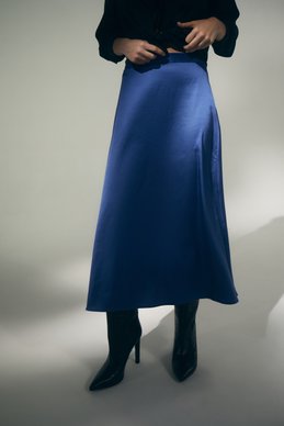 Синя спідниця максі зі штучного шовку фотографія 2