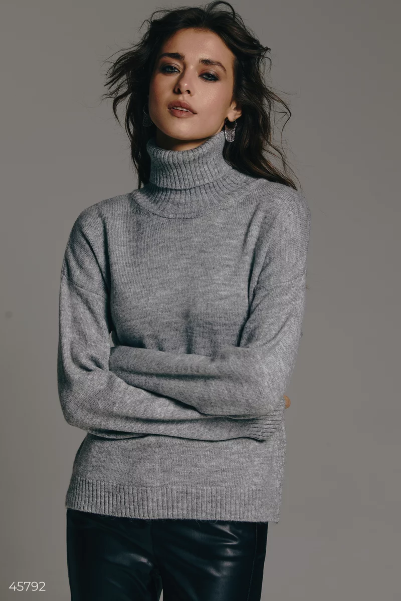Gray sweater with a high neck photo 3