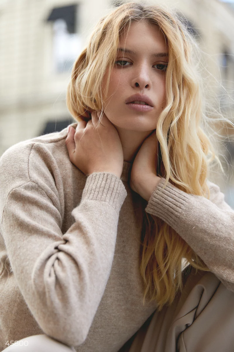 Soft beige knitted sweater (№ 45800) ♡ Gepur - women