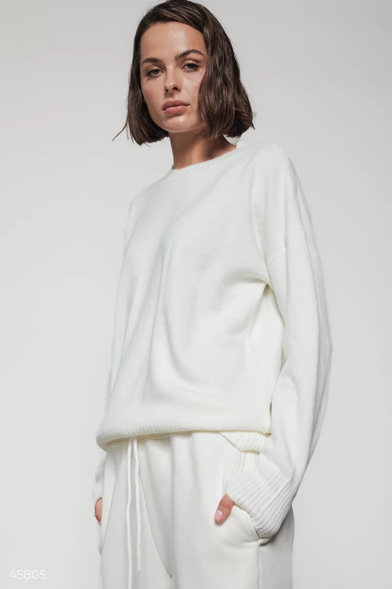 Milk sweater made of knitted fabric photo 1
