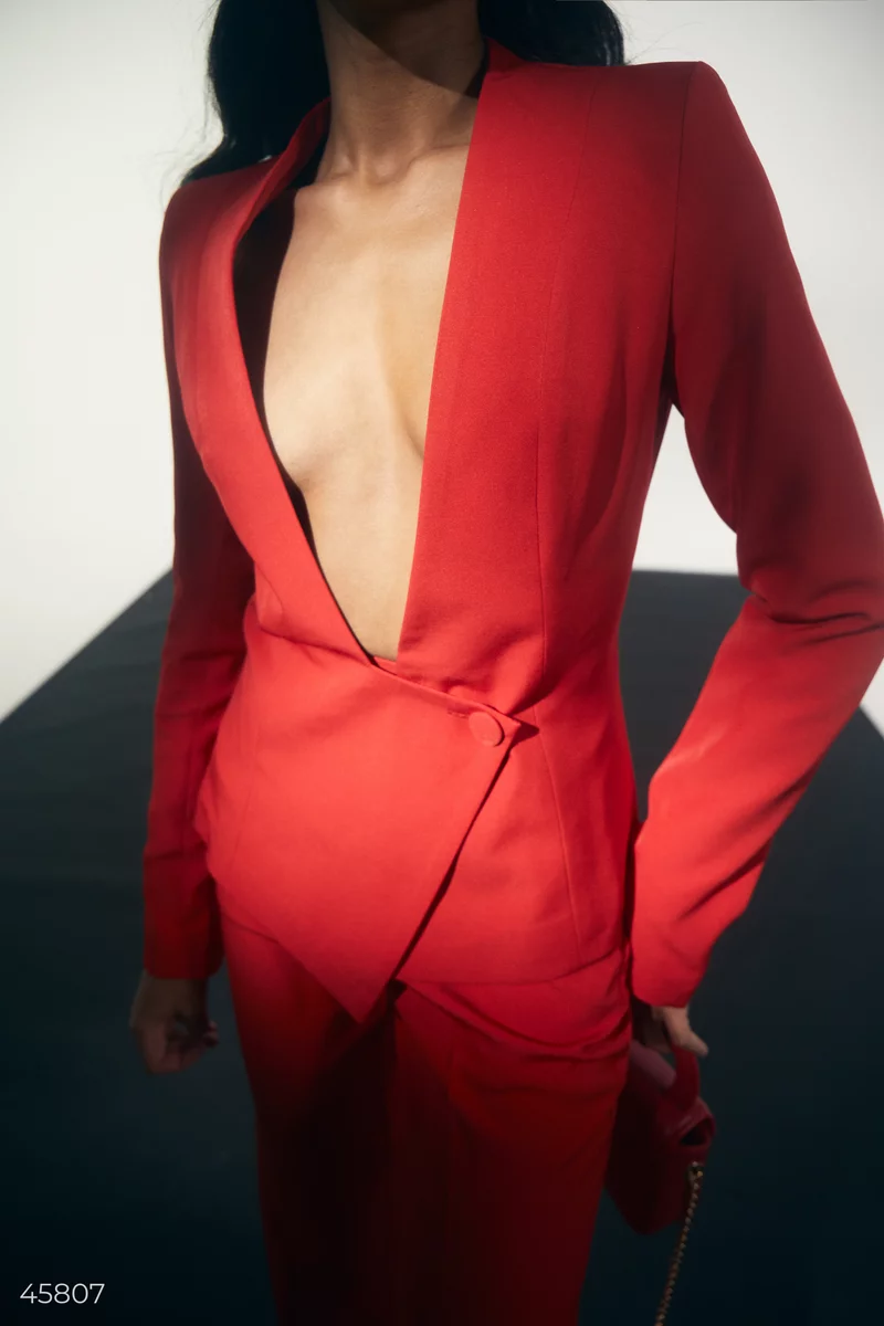 Red suit with jacket and pants photo 3