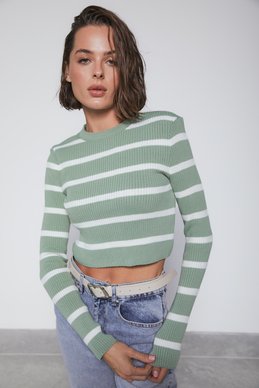 Short mint striped sweater photo 2