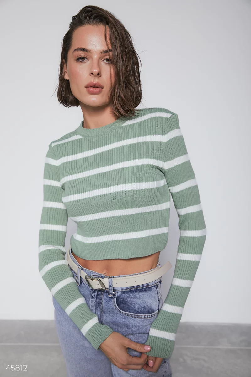 Short mint striped sweater photo 1