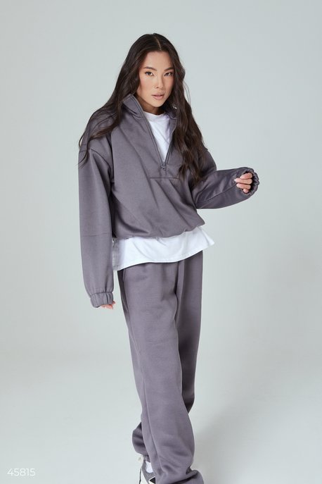 Warm joggers in graphite shade (№ 43414) ♡ Gepur - women clothes store