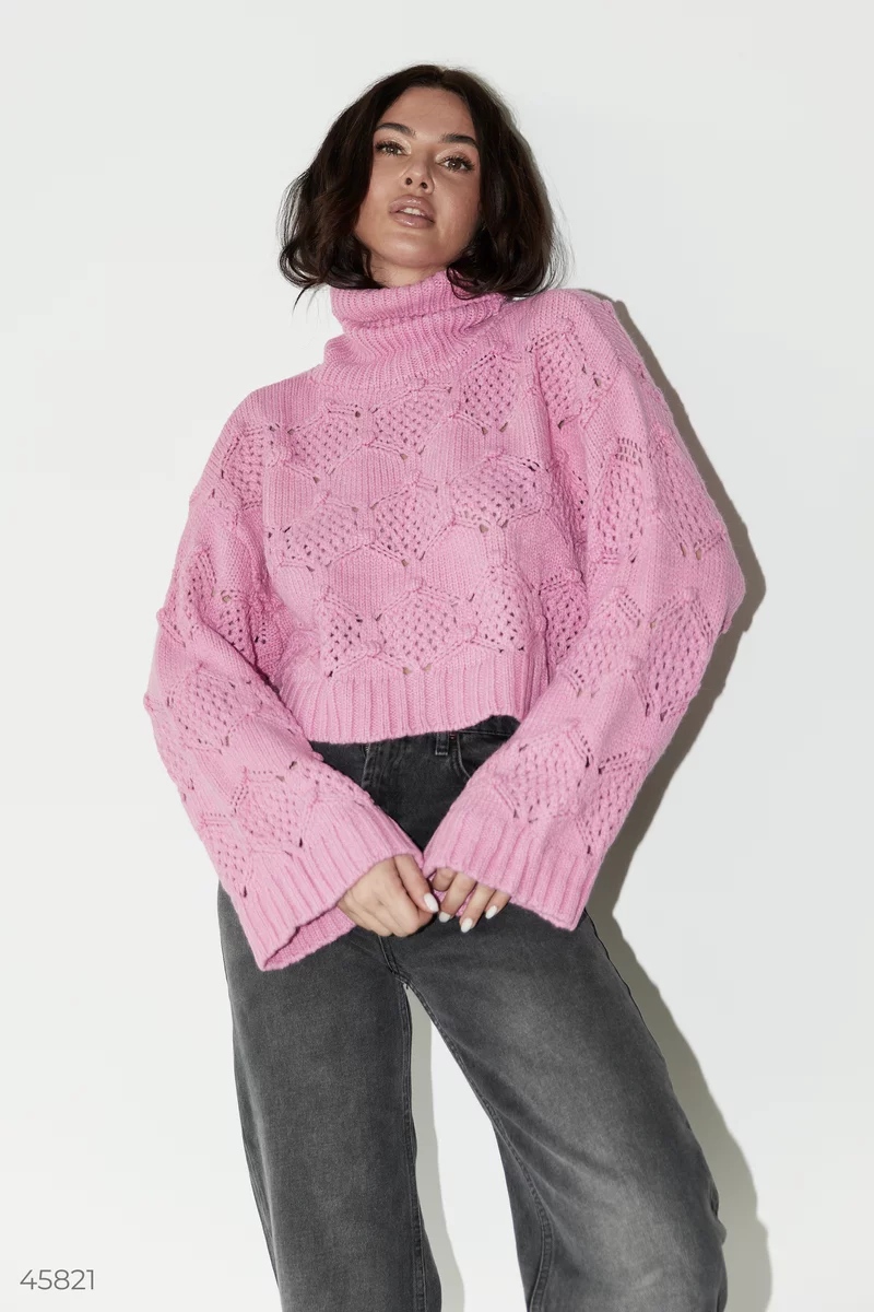 Pink sweater poncho photo 5