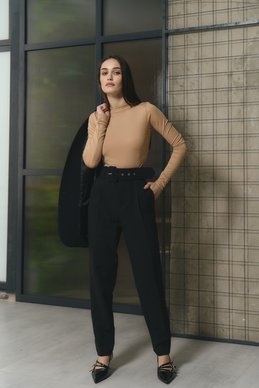 Black trousers with a wide belt photo 1