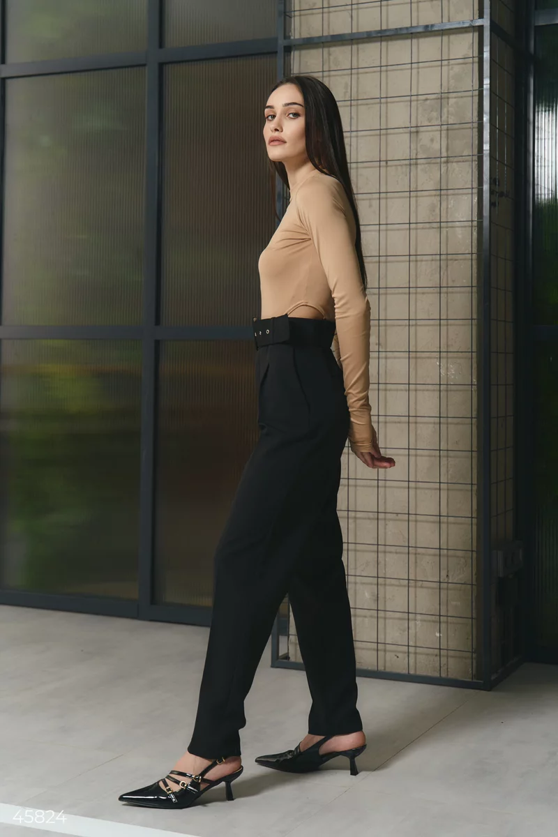 Black trousers with a wide belt photo 4