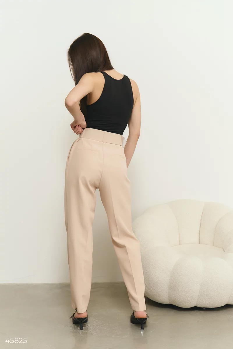 Beige pants with a wide belt photo 5