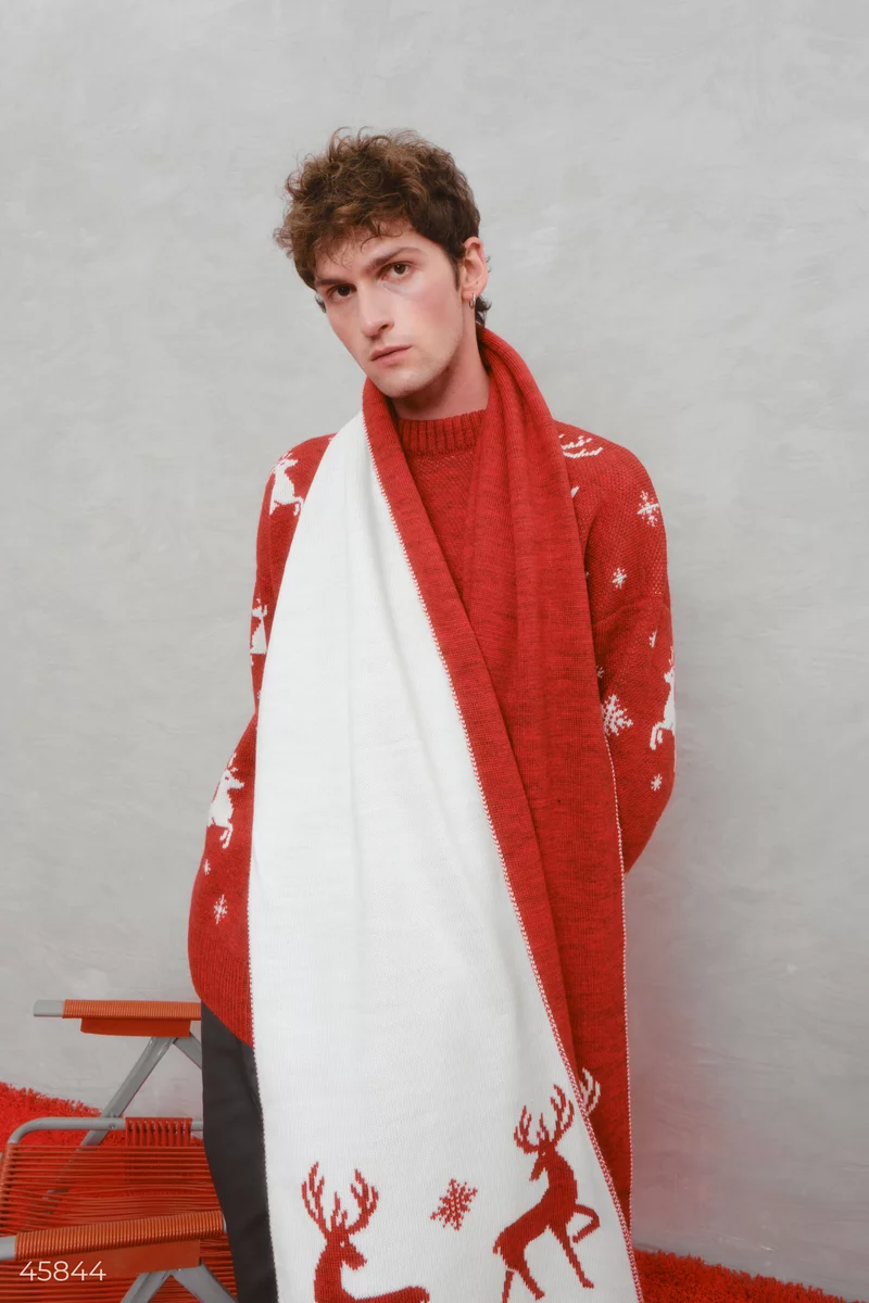 Wide scarf with deer print photo 2