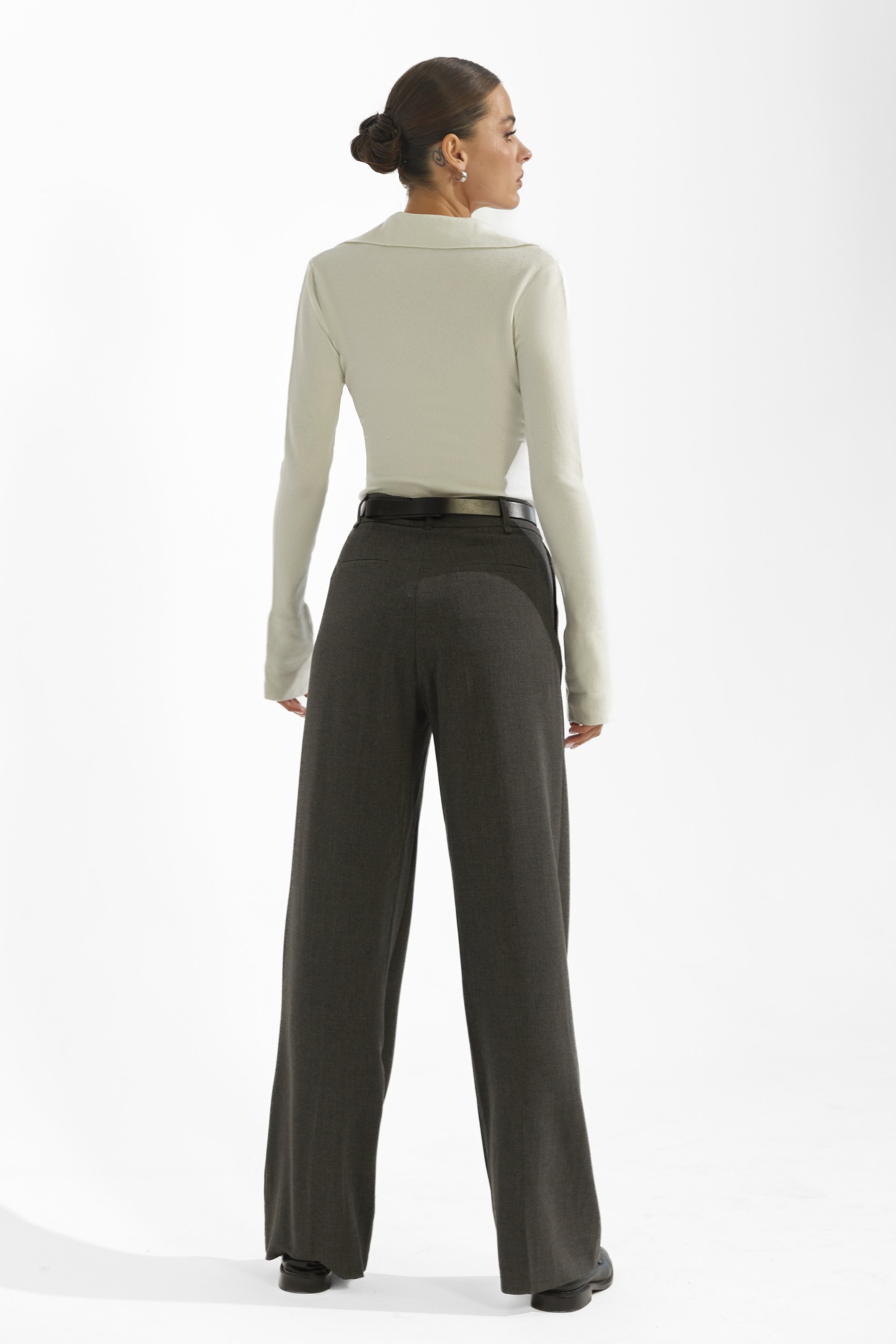 Straight gray trousers with a high fit (№ 45848) ♡ Gepur Straight gray trousers with a high fit (№ 45848) ♡ Gepur