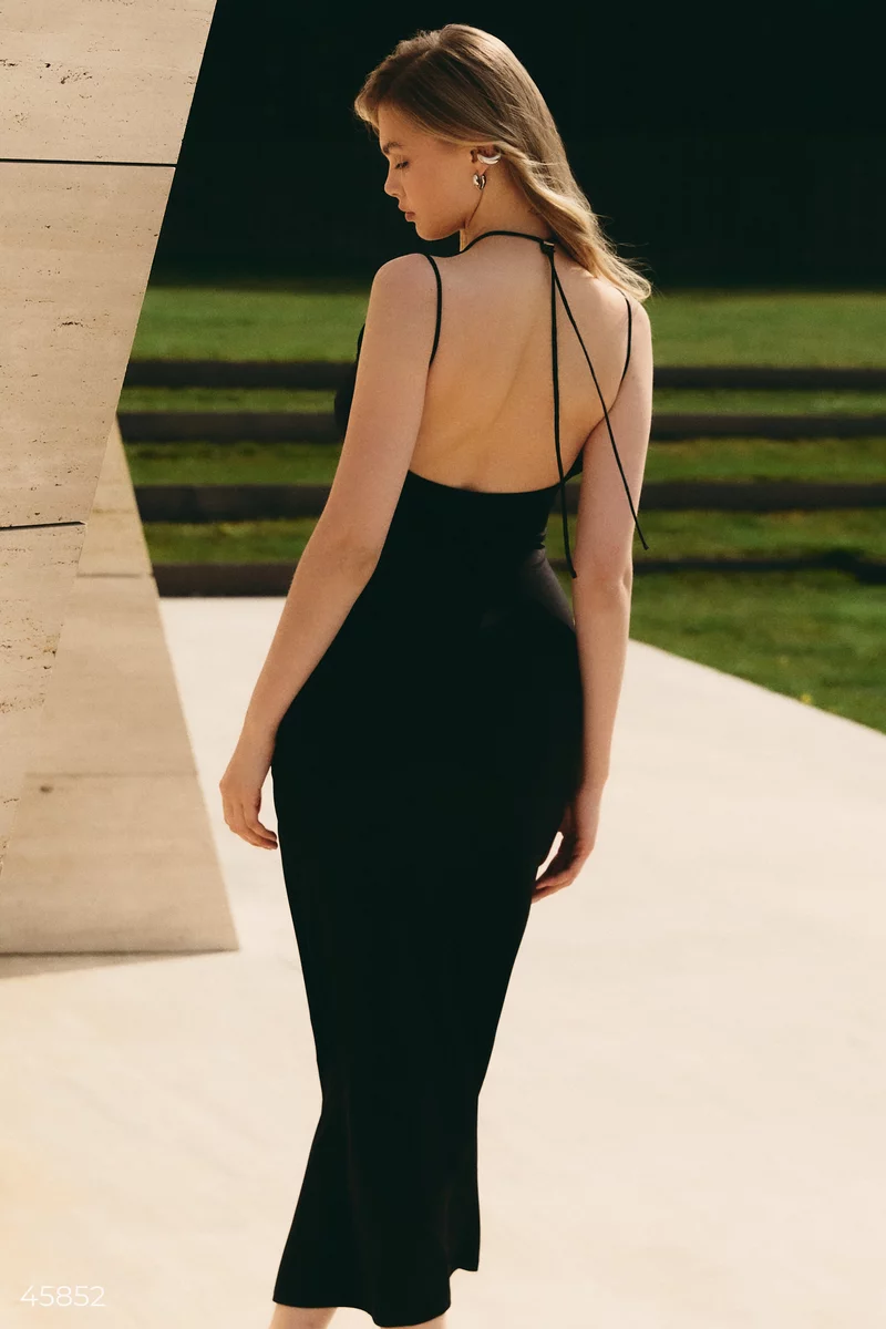 Black maxi dress with double straps photo 5