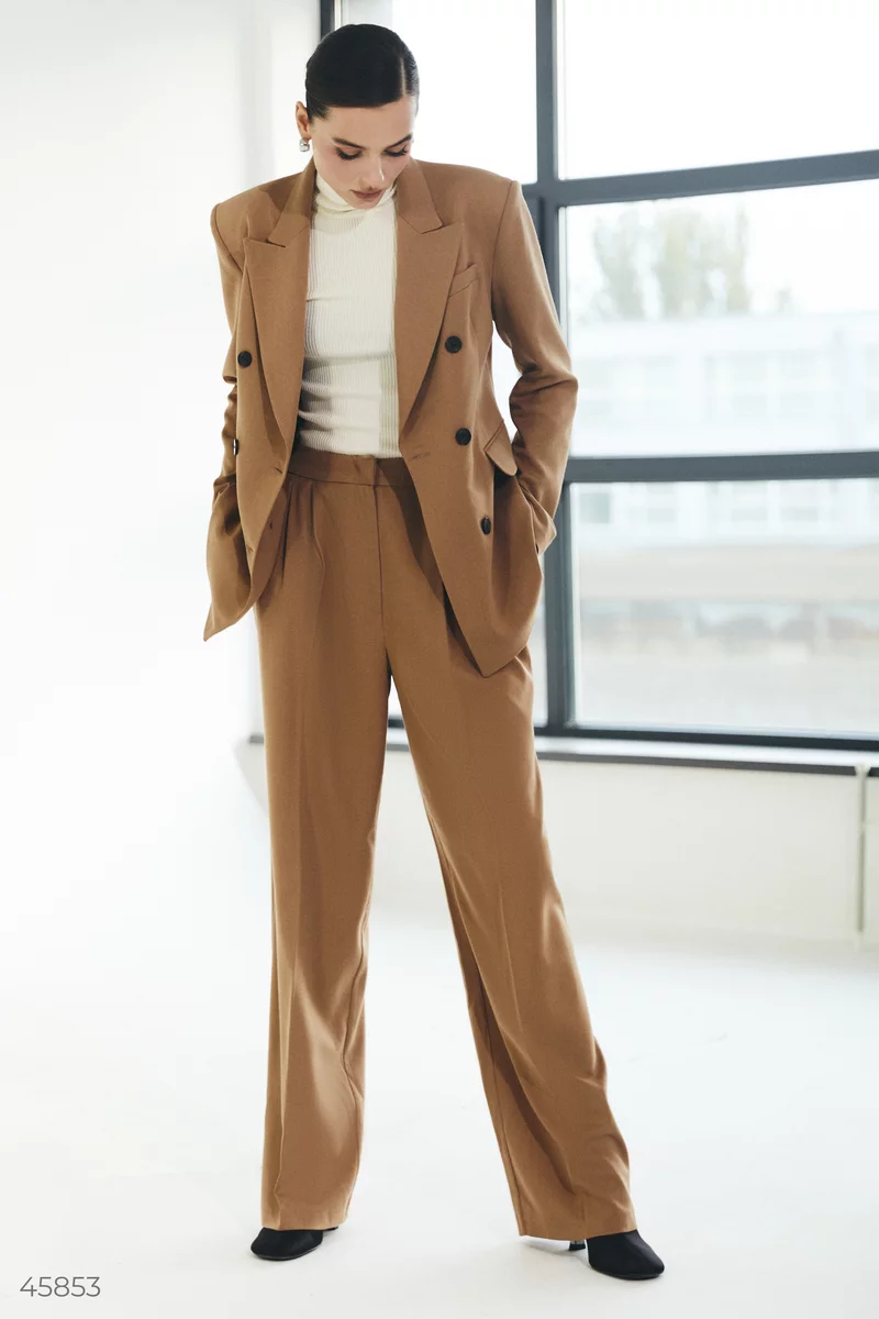 Straight beige pants with arrows photo 2
