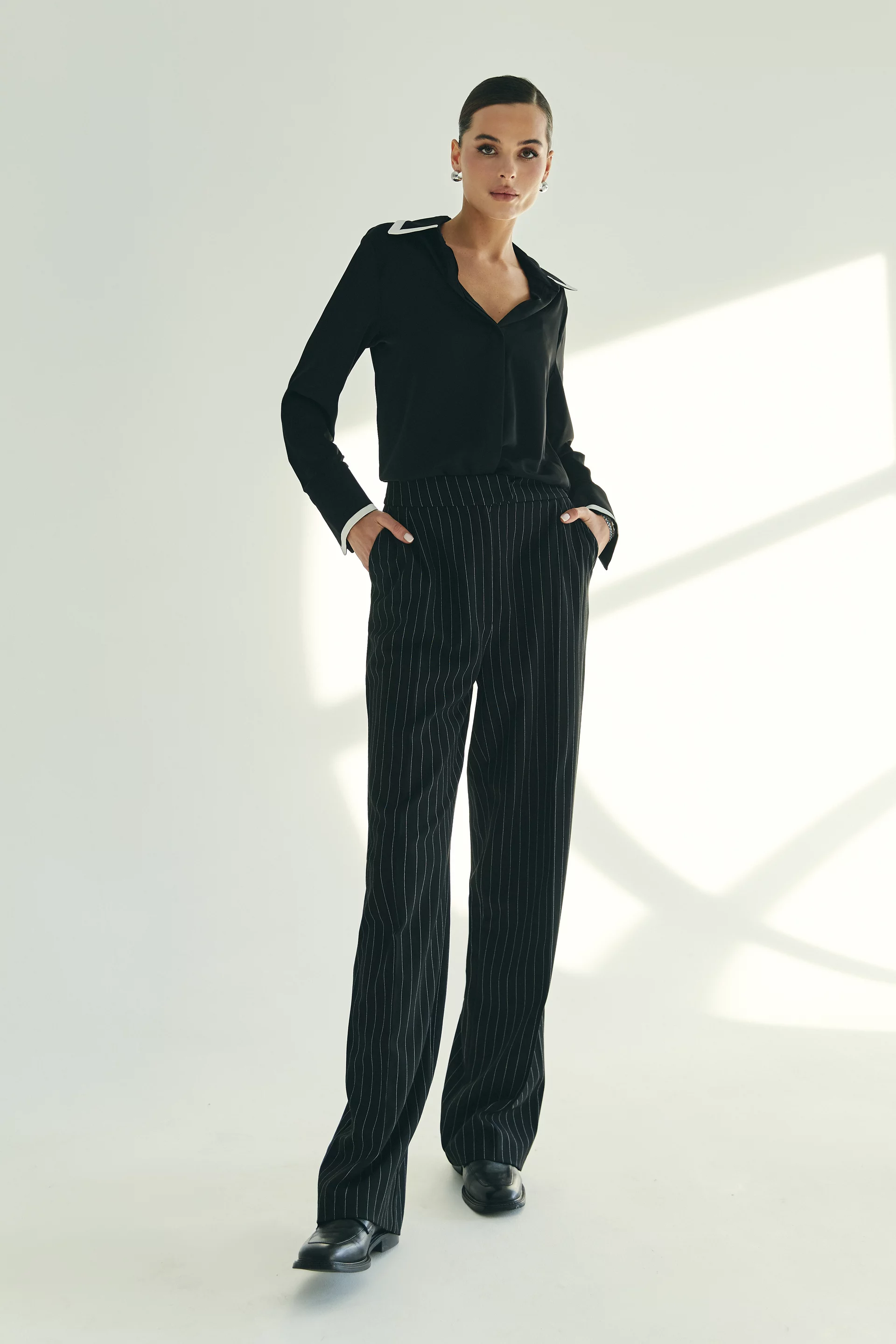 Black classic striped pants (№ 45854) ♡ Gepur - women