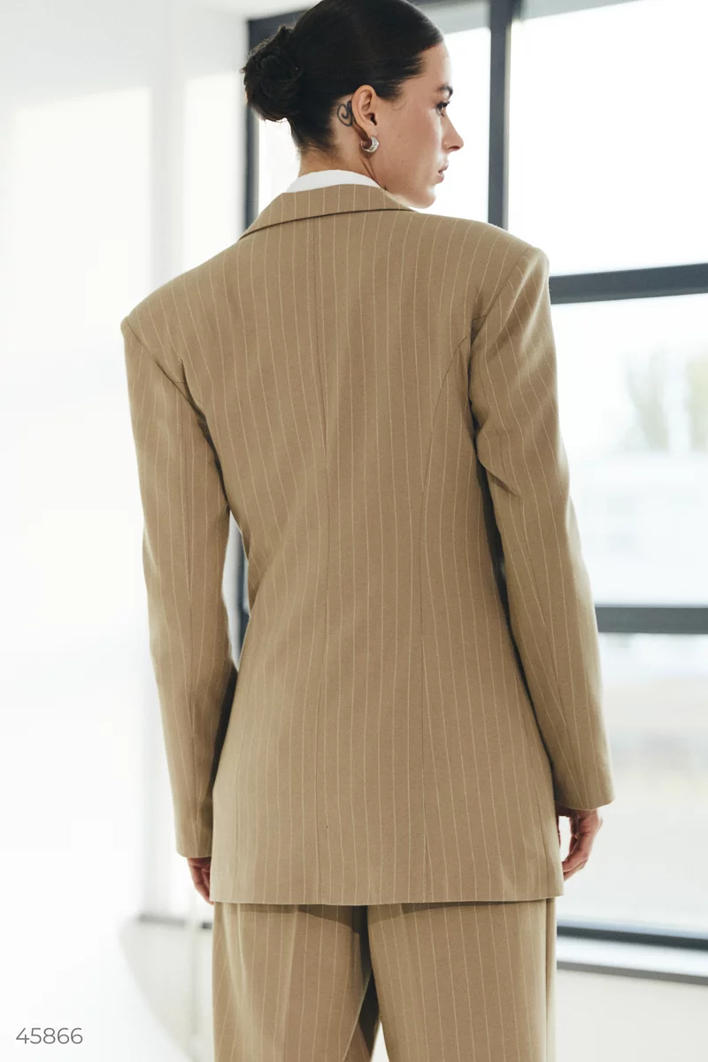 Beige jacket with stripes on the lining photo 5