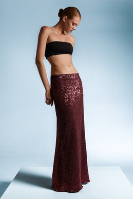 Silver maxi skirt with sequins photo 2