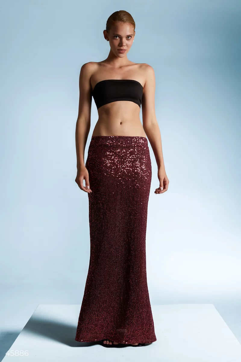 Red maxi skirt with sequins photo 1