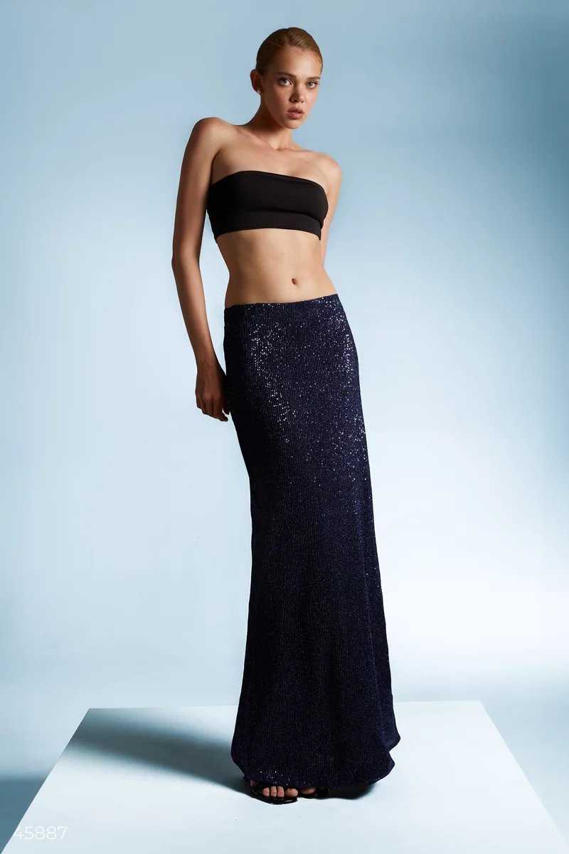 Blue maxi skirt with sequins photo 4