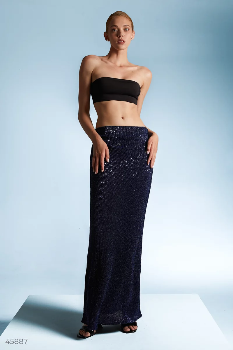 Blue maxi skirt with sequins photo 2