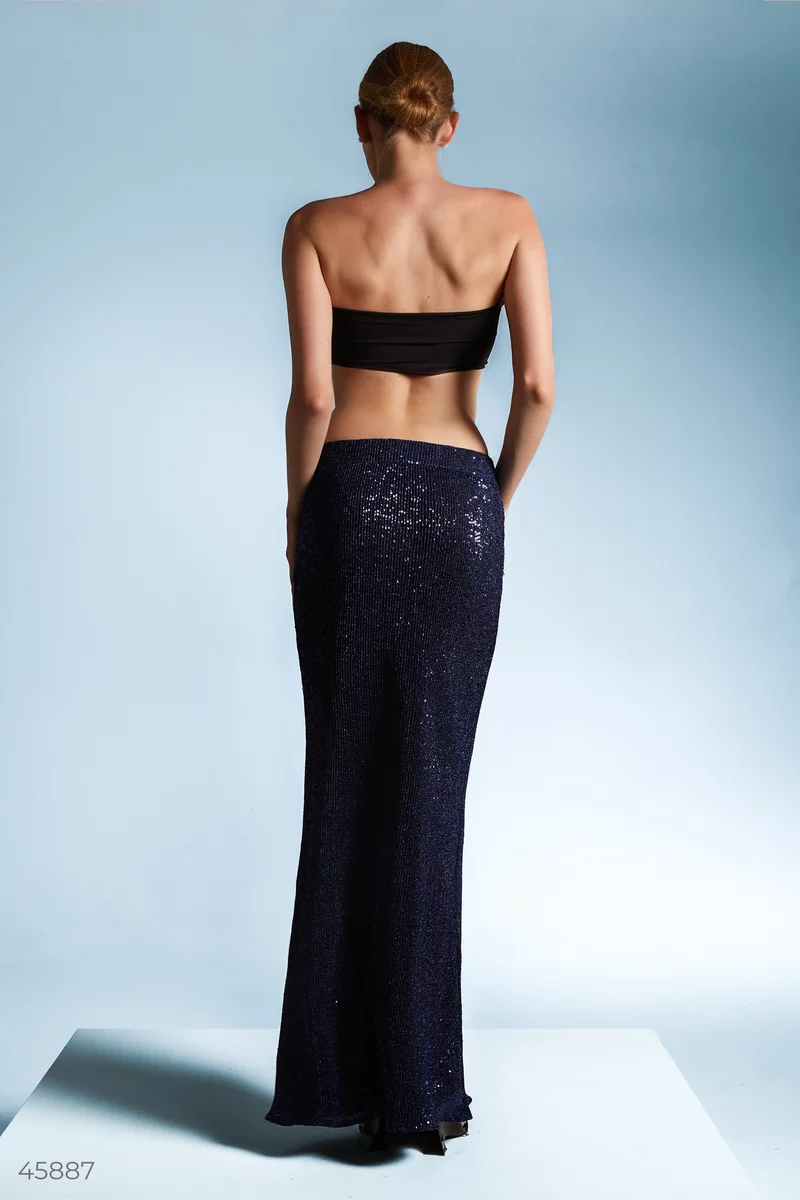 Blue maxi skirt with sequins photo 1