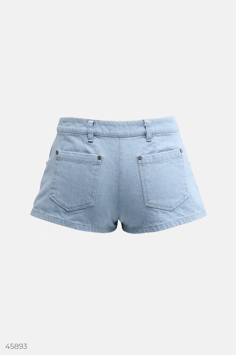 Ultra short shorts made of blue denim (№ 45893) ♡ Gepur