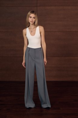 Gray palazzo pants with buttons photo 1