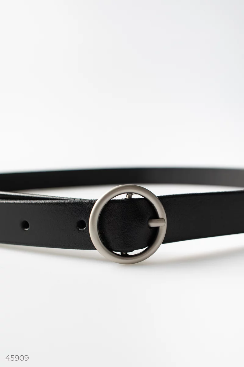 Genuine leather belt with round buckle photo 5