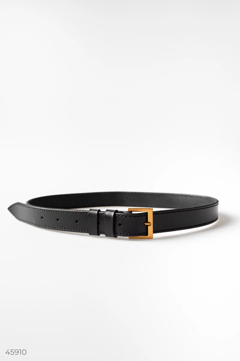 Basic black genuine leather belt photo 4