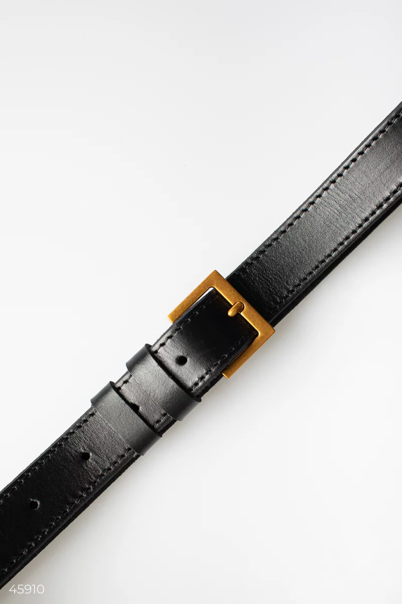 Basic black genuine leather belt photo 5