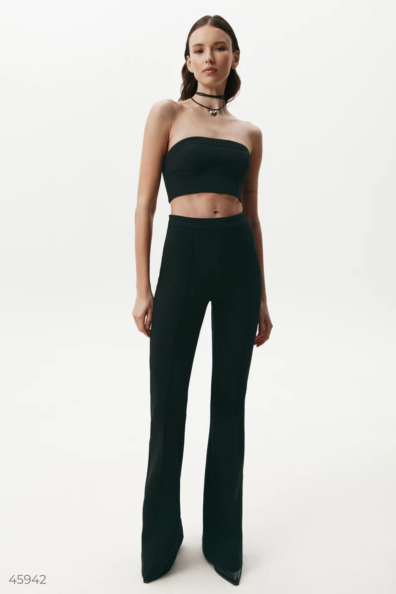 Black knitted flared pants photo 1