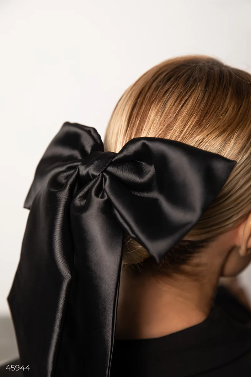 Hair clip-automatic black satin bow photo 3