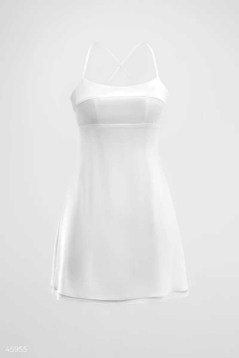 Молочна сукня міні на тонких бретелях фотографія 5