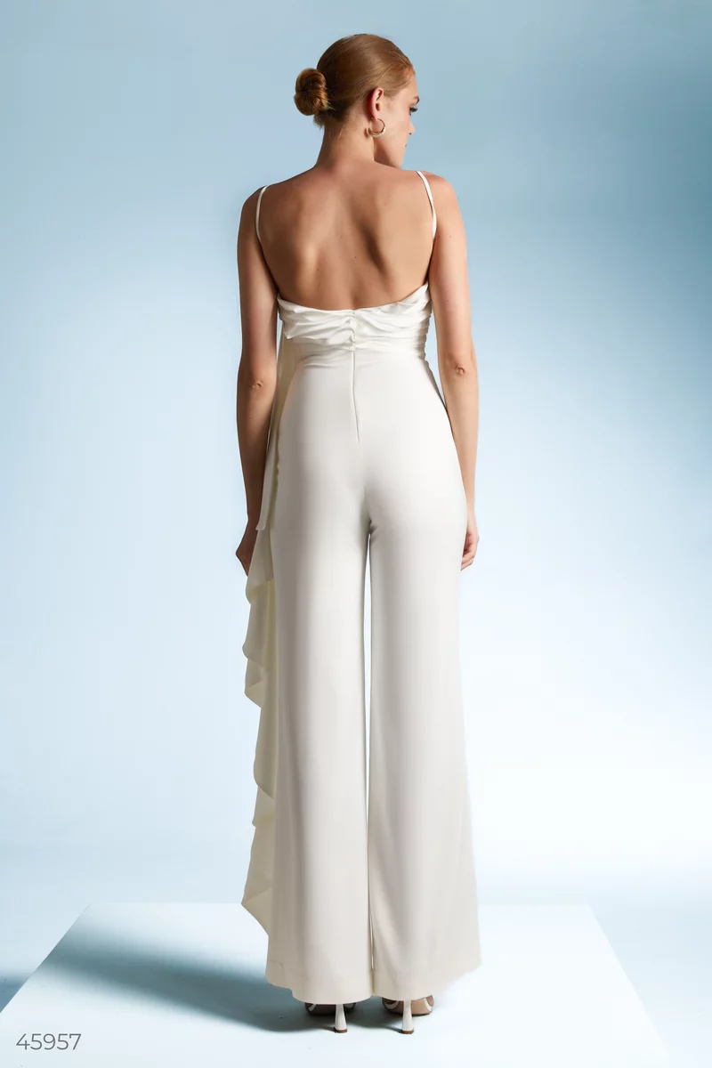 Elegant milk jumpsuit with pants photo 4