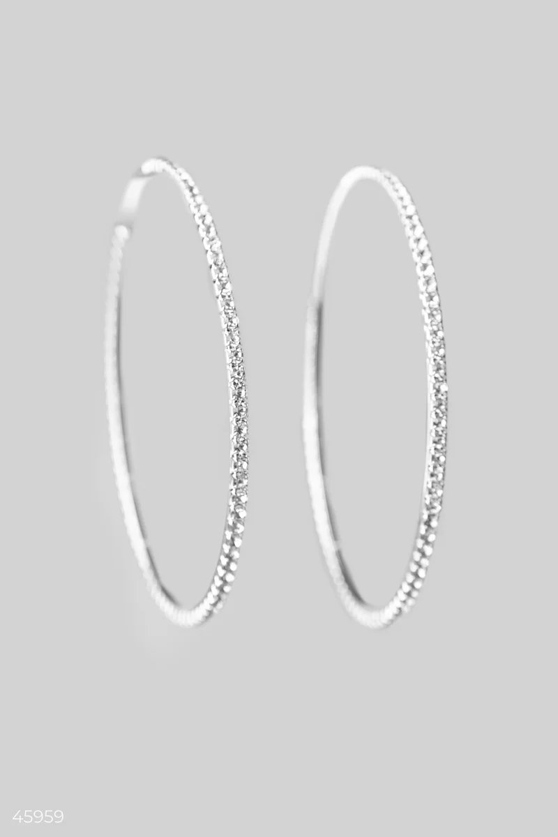 Серьги-кольца большие серебристые фотография 1