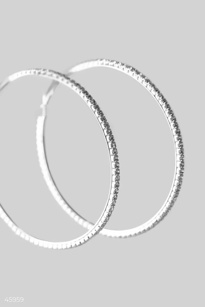 Серьги-кольца большие серебристые фотография 2