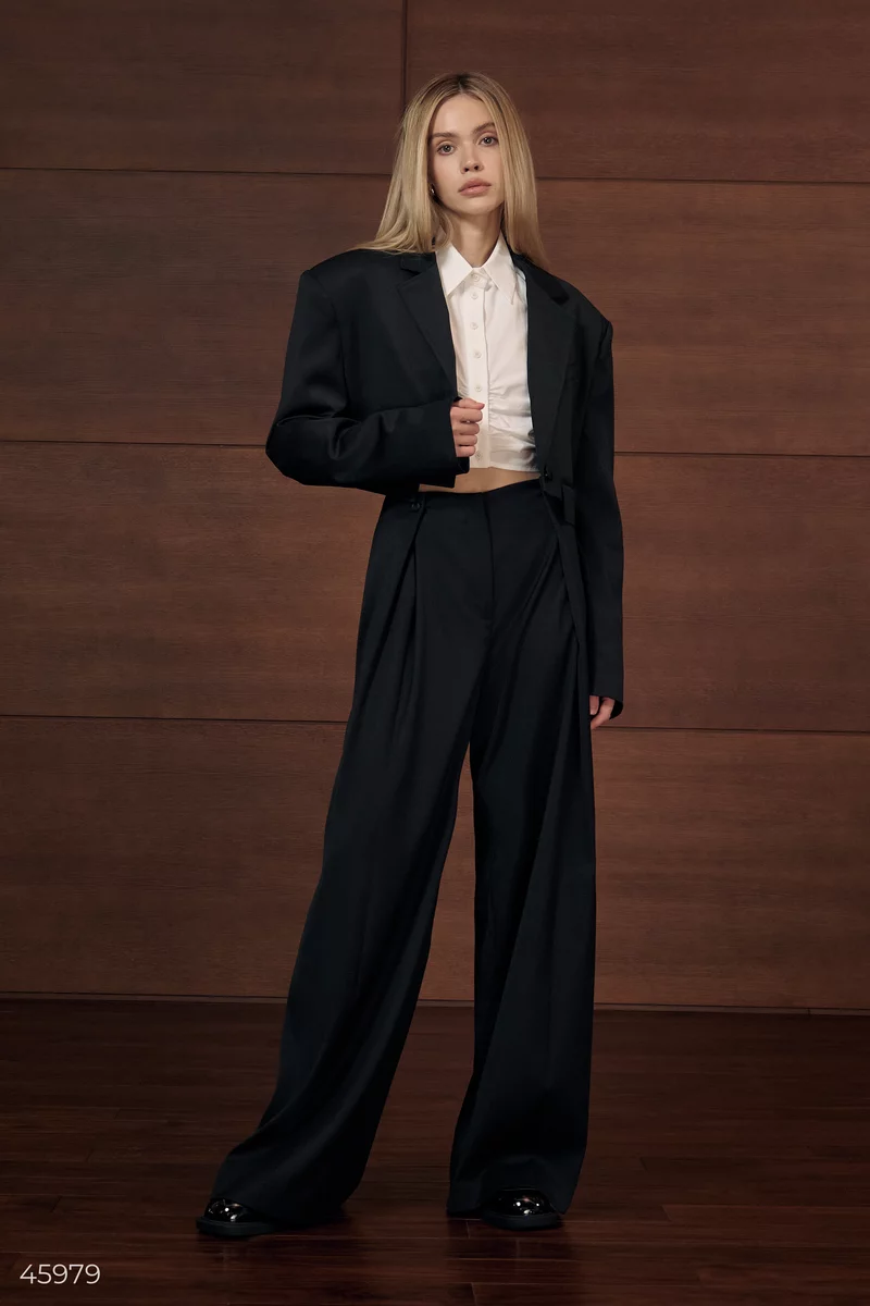 Black palazzo pants with buttons photo 1