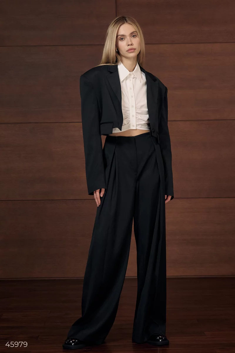 Black palazzo pants with buttons photo 2