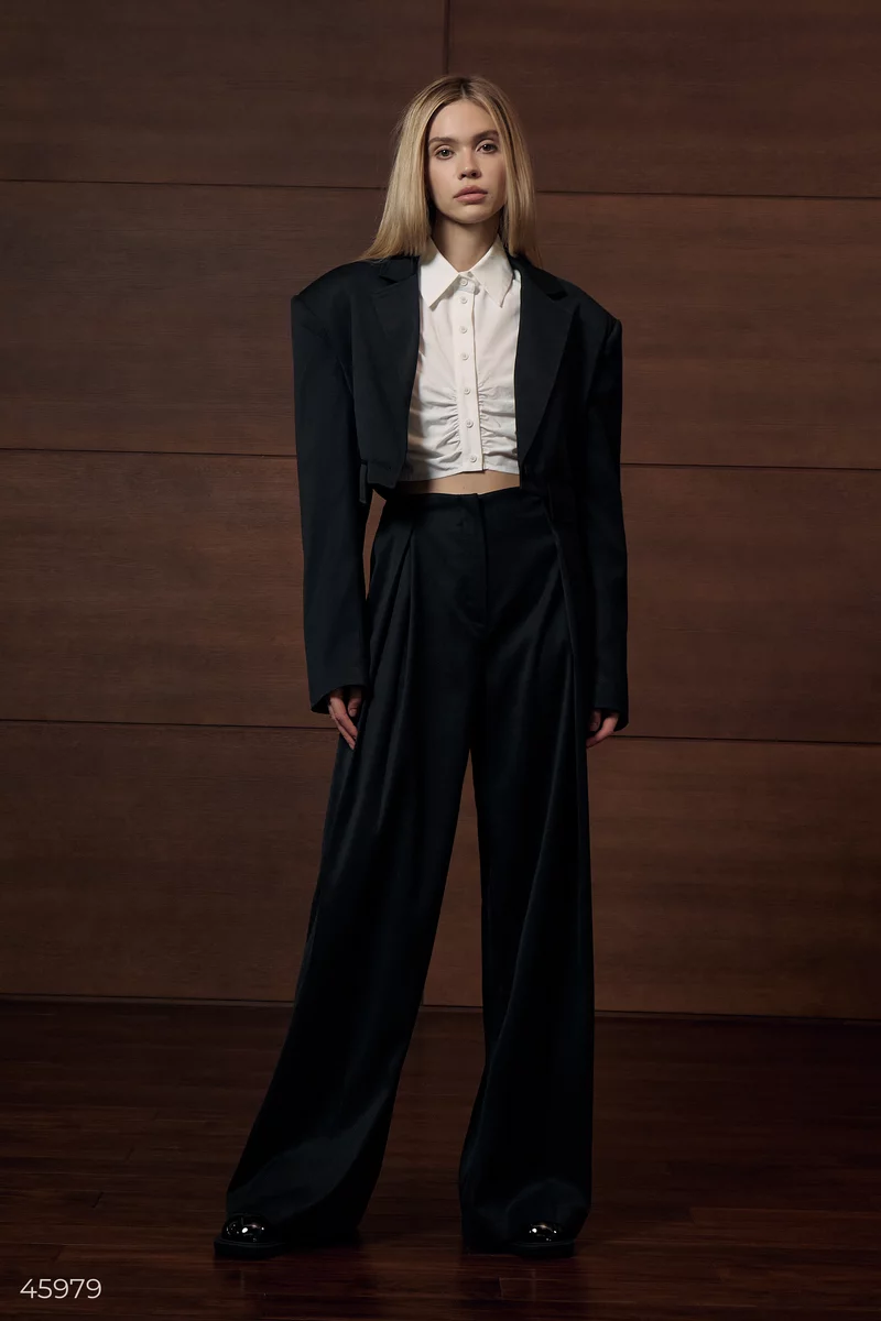 Black palazzo pants with buttons photo 3