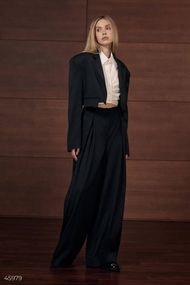 Black palazzo pants with buttons photo 5