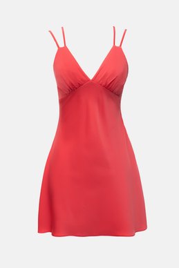Coral mini dress with drape