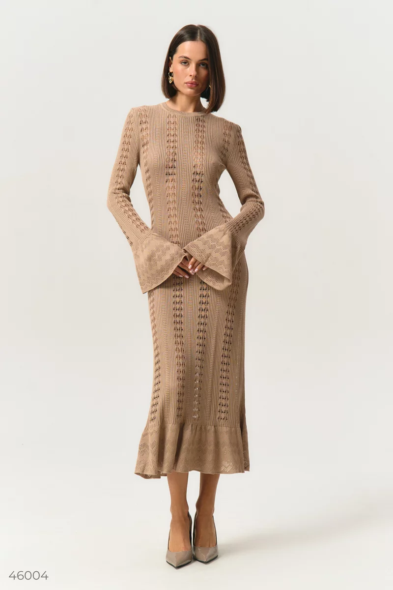 Maxi dress with openwork fine knit photo 1