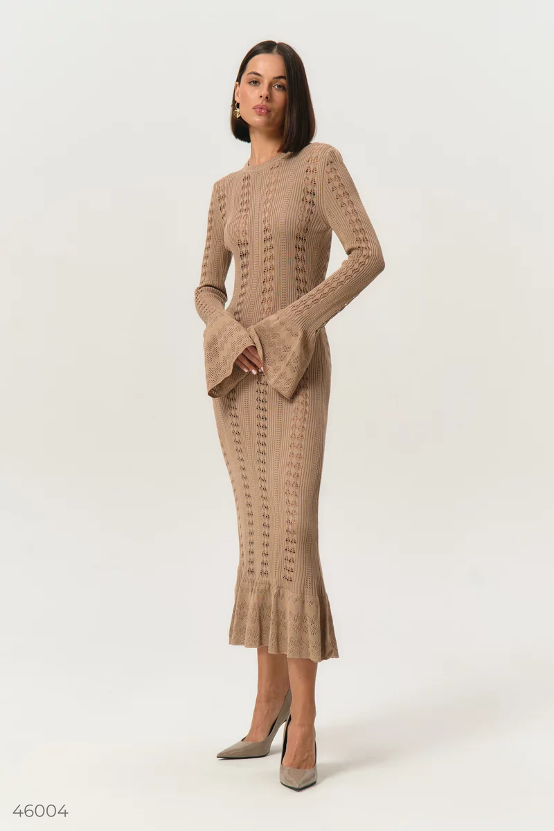 Maxi dress with openwork fine knit photo 3