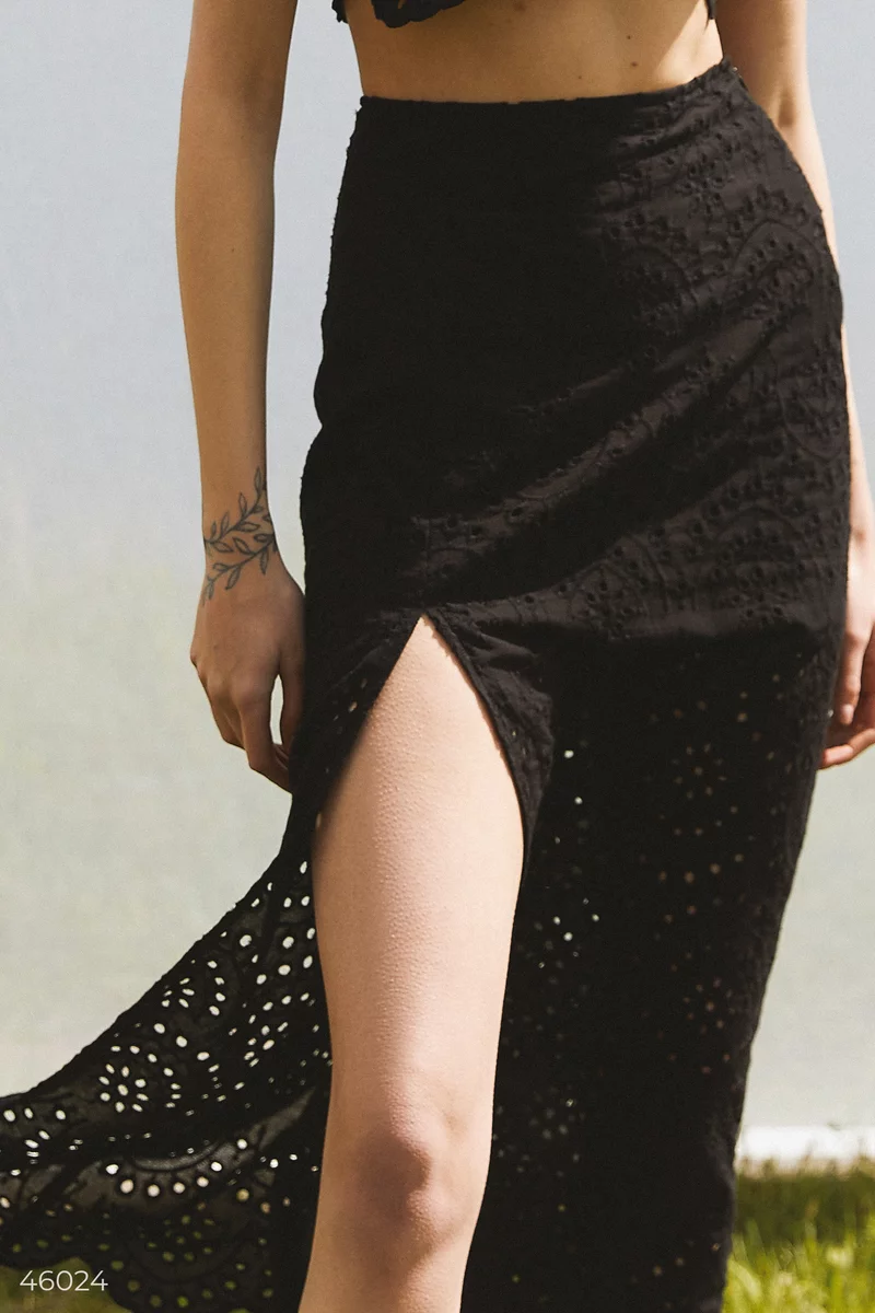 Black see-through suit with maxi skirt photo 4