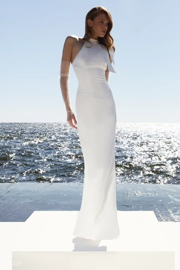 Milk satin maxi dress with rack photo 1