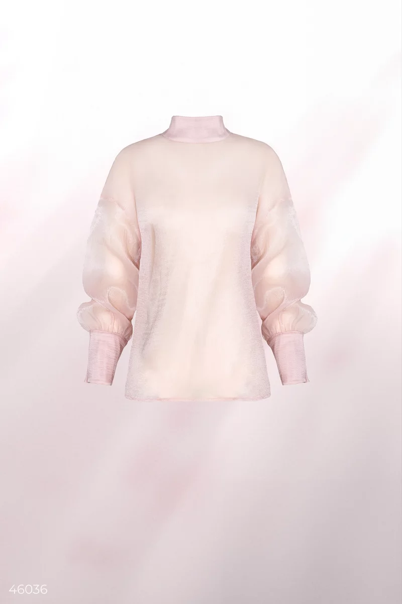 Пудровая блуза из органзы фотография 4