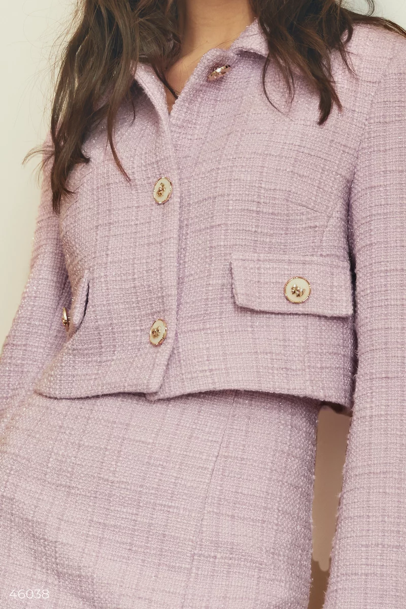 Lilac suit with jacket and mini skirt photo 4