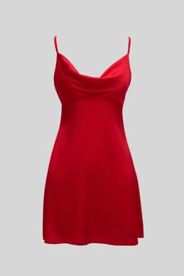 Красное шелковое платье мини на бретелях