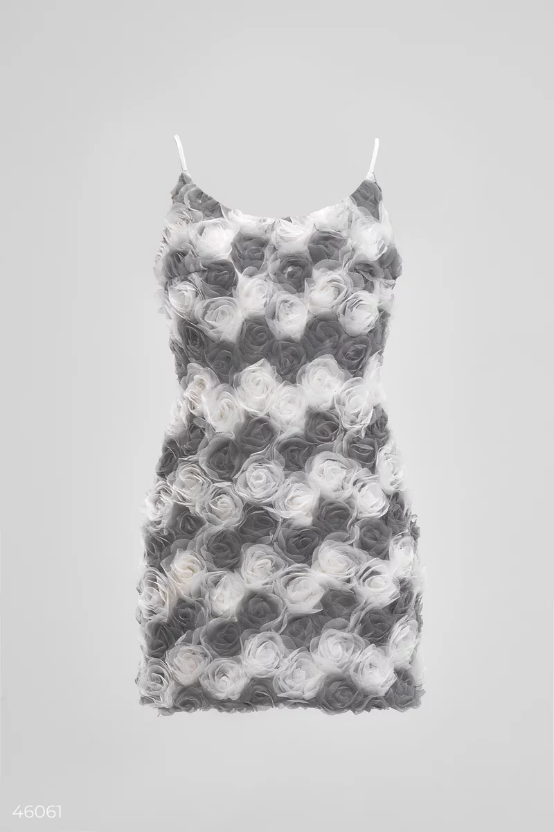 Gray mini dress with floral decoration photo 5