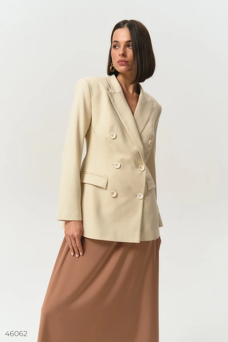 Milk double-breasted jacket with a lining photo 4